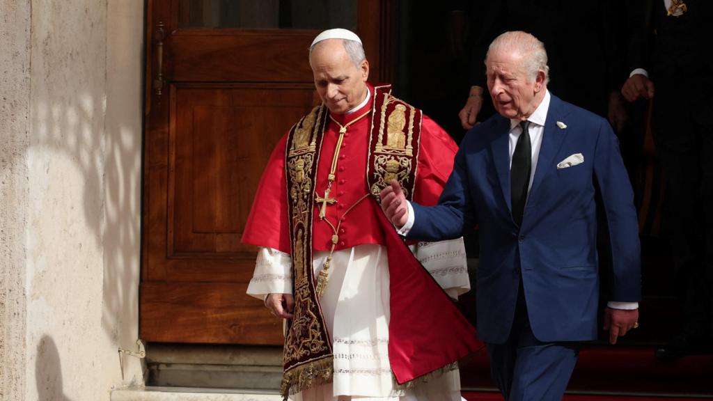 File photo of Pope Leo XIV and King Charles III